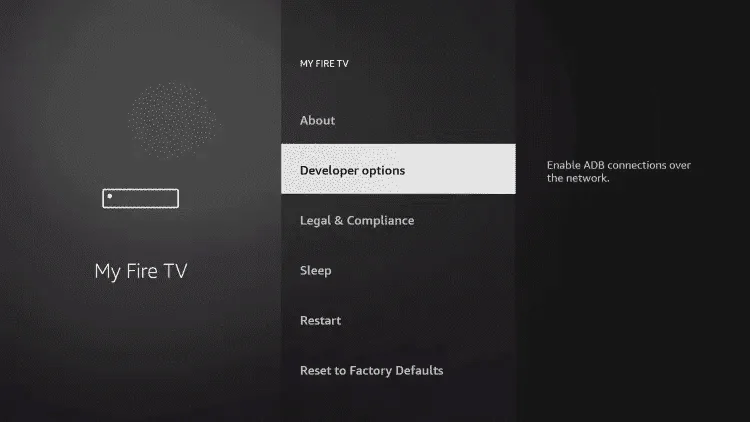 Étape 9 - Options du développeur IPTV France TV